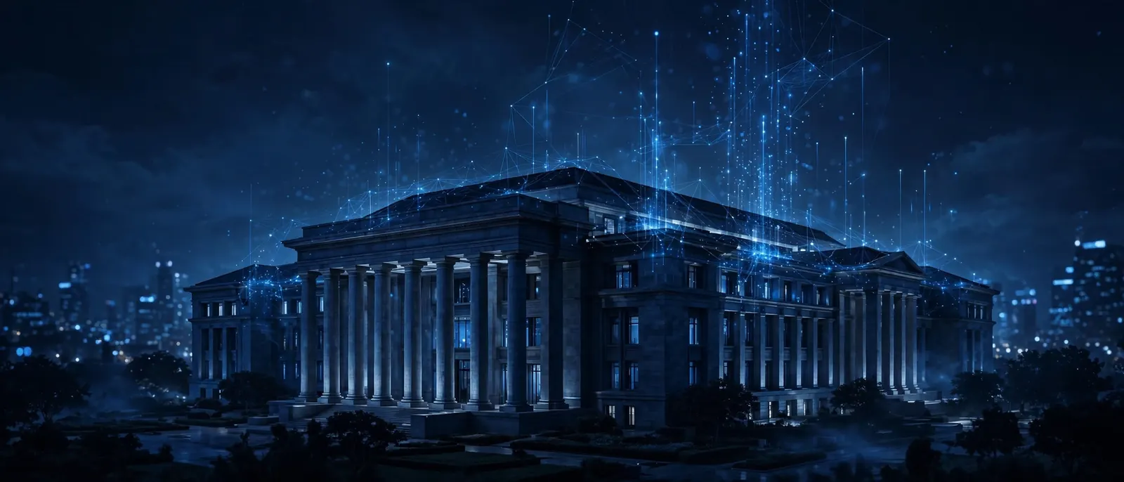 Dark navy digital marketing for government hero, public sector outreach by Rankwox