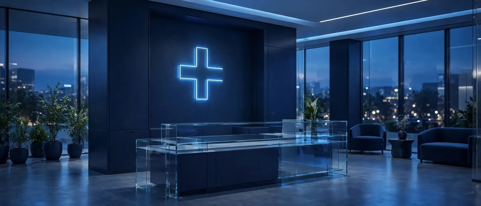 Dark navy clinic marketing hero, digital marketing for clinics by Rankwox