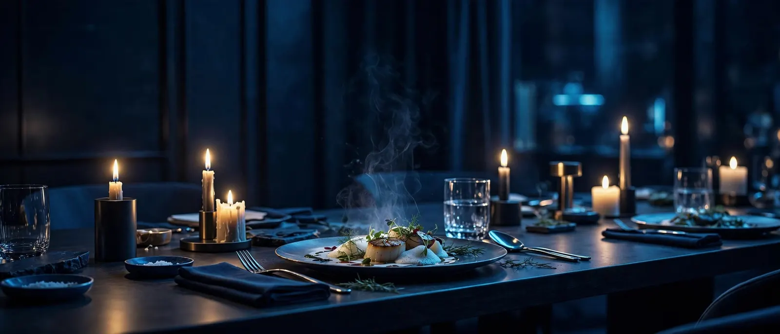 Dark navy restaurant marketing hero, marketing for restaurants and cafes by Rankwox